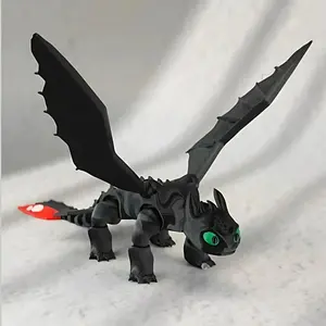 Dreamworks Dragons How to Train Your Dragon, Hug and Glide Toothless Plush Toy, 3D Printed Dragon Stuffed Animal, Kids Toys for