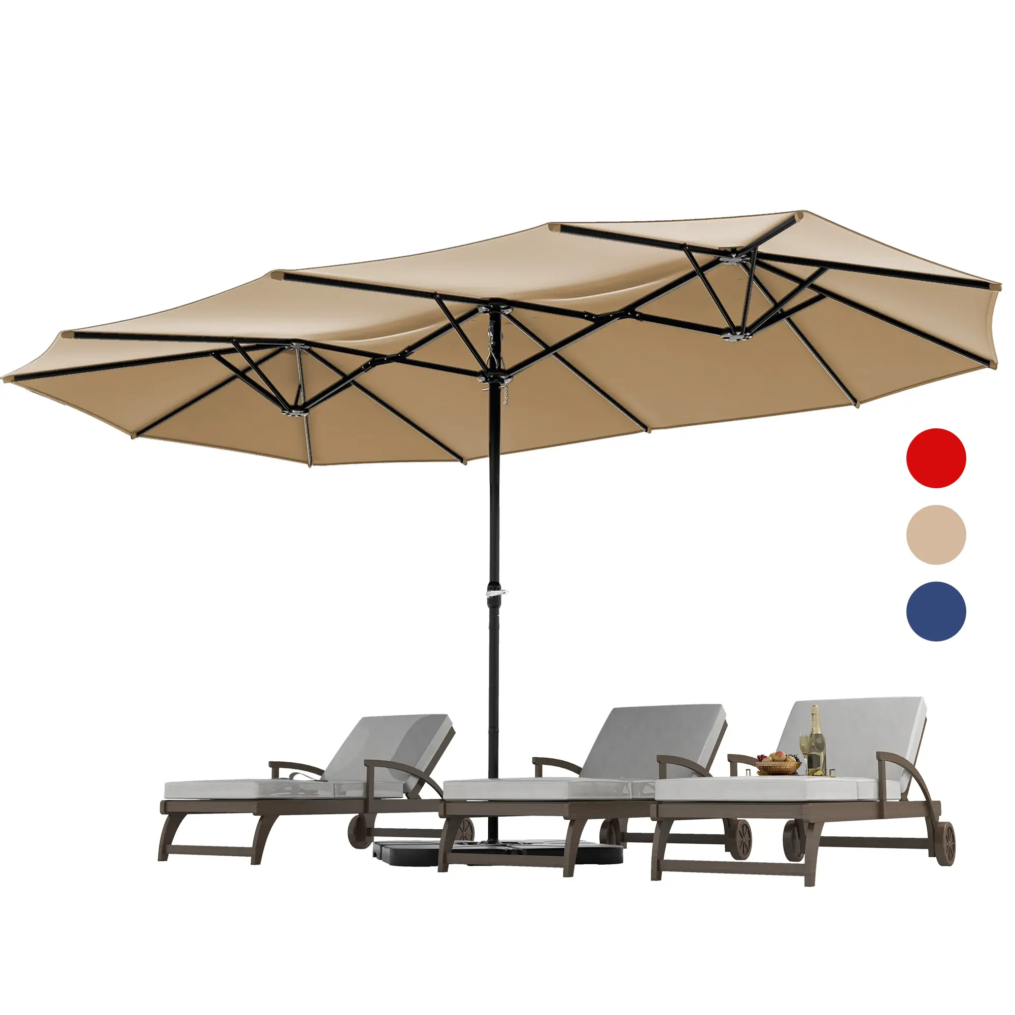 YITAHOME 13ft Patio Umbrella, Base not include, Outdoor Extra Large Double-Sided Market Table Umbrella for Pool, Patio Furniture, Patio Shade, Khaki
