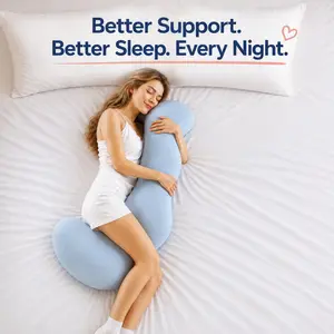 【summerwins】 Upgraded Extra-Long BodyAlign FullBody Ergonomic Cooling Pillow, Support Back, Belly, Hips& Legs, Maternity Side Sleeper Pillow for Body Pain Relief