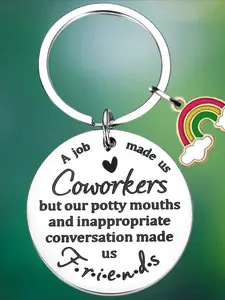 Slogan Pattern Keychain, Stainless Steel Personalized Heart Tag Keychain for Coworkers, Funny Retirement or Farewell Gift for Boss and Colleagues, with Gift Box Included