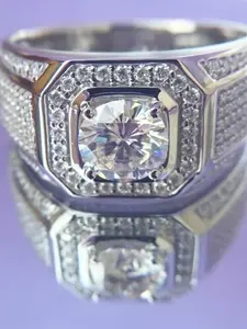 Men's Fashion Elegant Luxury Zircon Ring, Wedding Engagement Party Jewelry Gift, Business Style, 1pcs