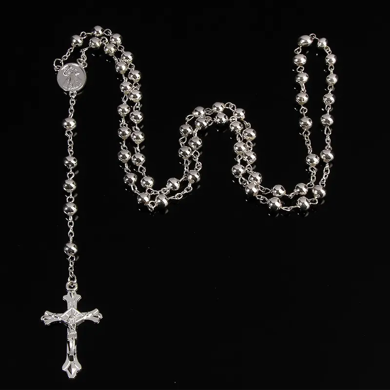 6mm Iron Bead Mala Necklace with Exquisite Pendant for Women Yoga Meditation Jewelry, Unique Faith Bead Pendant Necklace Trendy Religious Bead Jewelry for Men Women Fashion Statement Necklace Gift
