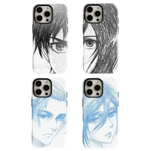 Attack on Titan Anime Eren Mikasa Couple Phone Cases,PBT+TPU Dual - Layer Drop - Resistant Case for iPhone 17/16/15/14/13/12/11 ProMax Plus for Samsung phones,an excellent gift for friend or fans.