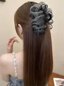 Women's Elegant Hair Claw Clip, Bow Design Rhinestone Accessory, All-Season Fashion Hairpin for Daily Wear