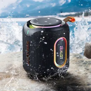 Zealot Portable Bluetooth-compatible Speaker, Ipx-6 Waterproof, 30w Stereo Sound, RGB Lights, TF/USB/aux Support, Ideal for Outdoor Parties