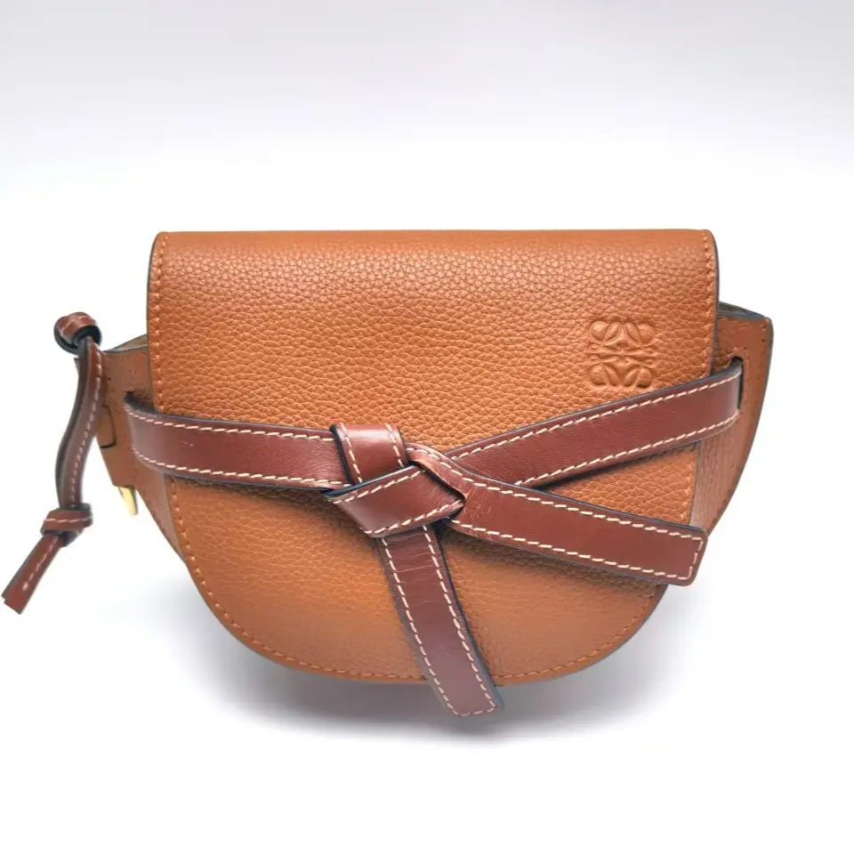 Pre-owned Loewe cowhide Shoulder Bags Gate Mini Green Calfskin Jacquard Shoulder Bag