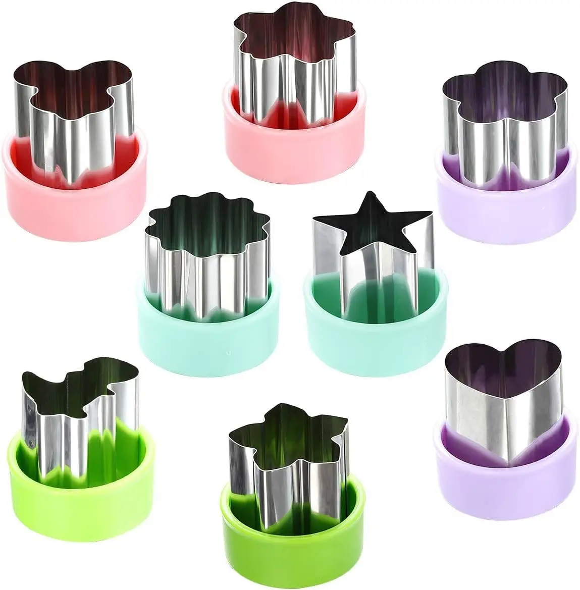 1.5" Vegetable Cutter Shapes Set - Mini Cookie Cutters Fruit Pastry Stamps Mold for Kids Baking 8 Pack Bakeware Utensils Kitchen Tools Baked