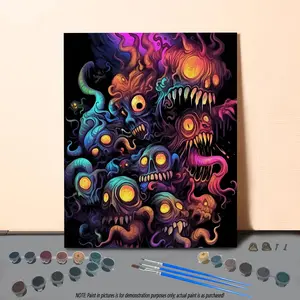 Skeleton Pattern Painting By Numbers Kit without Frame, 1 Set DIY Colorful Painting By Numbers, Wall Art Decoration for Home Living Room Bedroom, Art Painting Supplies