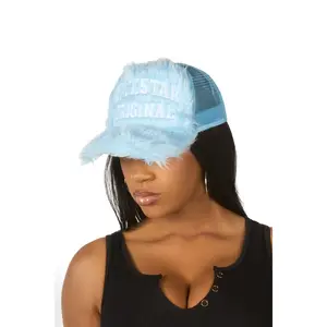 Donnesha Baby Blue Shaggy Fur Trucker Hat