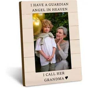 Grandma Memorial 4x6 Picture Frame, Sympathy Bereavement Gifts for Loss of Grandmother Photo Frame, I Have a Guardian Angel in Heaven I Call Her Grandma Photo Frames for Desk Shelf Decor