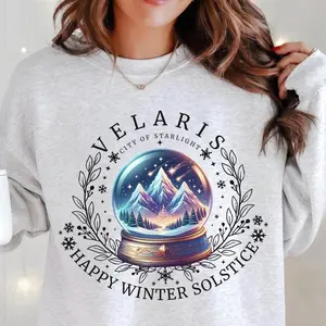 Velaris Acotar Christmas Sweatshirt, ACOTAR Winter Solstice Shirt, Night Court Shirt, Velaris Snow Globe, SJM Merch, Bookish Gift for Xmas