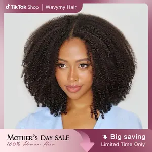 Wavymy Afro Curly Wear Go Preplucked & Pre-bleached Glueless 7x5 Lace Closure Wig with HD Lace Beginner Friendly 100% Virgin Human Hair Outdoorfun Invisible#SummerVibes