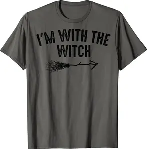 I'm With The Witch Shirt | Cute Halloween Husband Wife Gift T-Shirt - Victoriaj Shop 71B07H1Q2KRZ