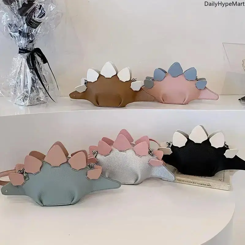 Women's Crossbody Bag, Cartoon Dinosaur Shaped Faux Leather Boho Style Casual Shoulder Purse for Everyday Fashion