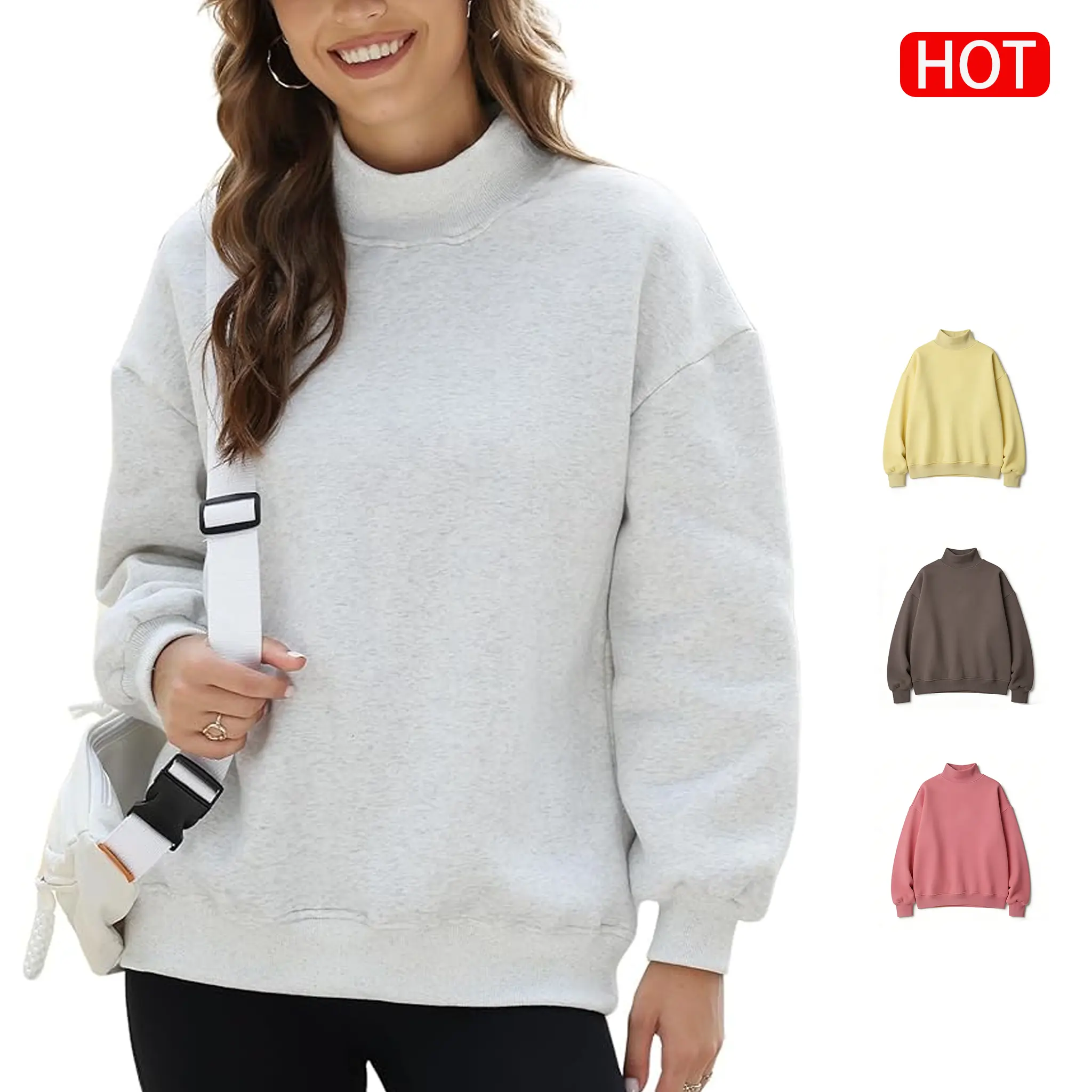 24AW TUCK-NECK PULLOVER トップス quarter zip mock turtleneck sweatshirt - TikTok Shop