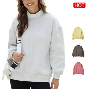 Arssm Women's Mock Neck Sweatshirt Oversized Fleece Lined Turtleneck Pullover Casual Top Spring Winter Outfits Daily Wear Gift Loose Fit Long Sleeve Sweaters
