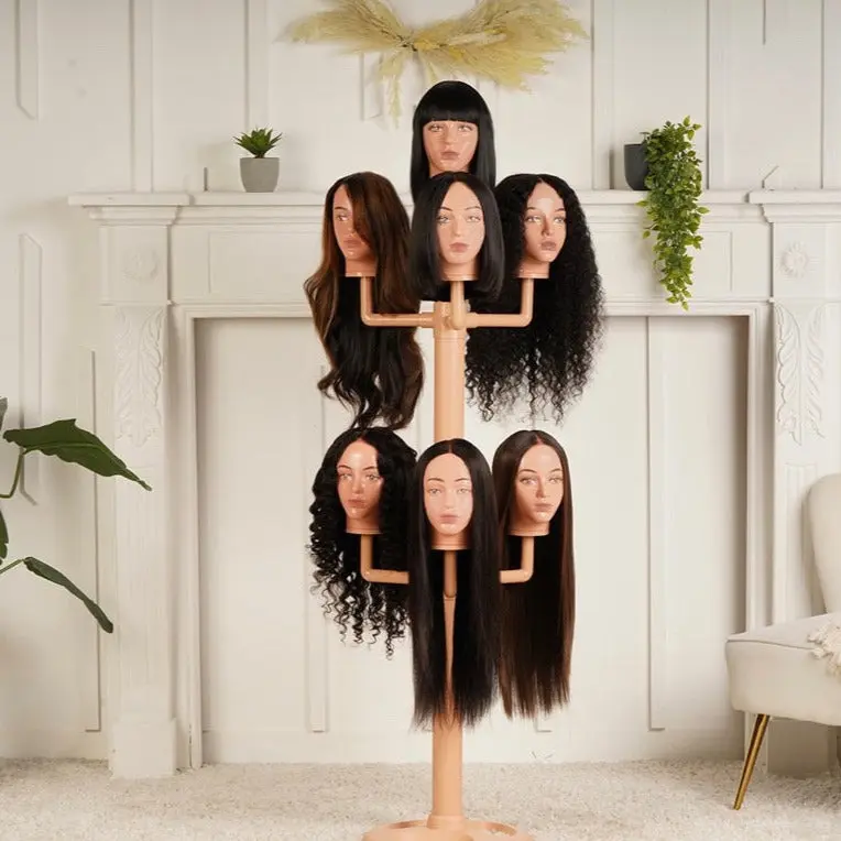 The Wig Hanger – 7-Head Wig Stand Organizer for Lace Wigs, Wig Styling, Storage, Display, and Hat Stand