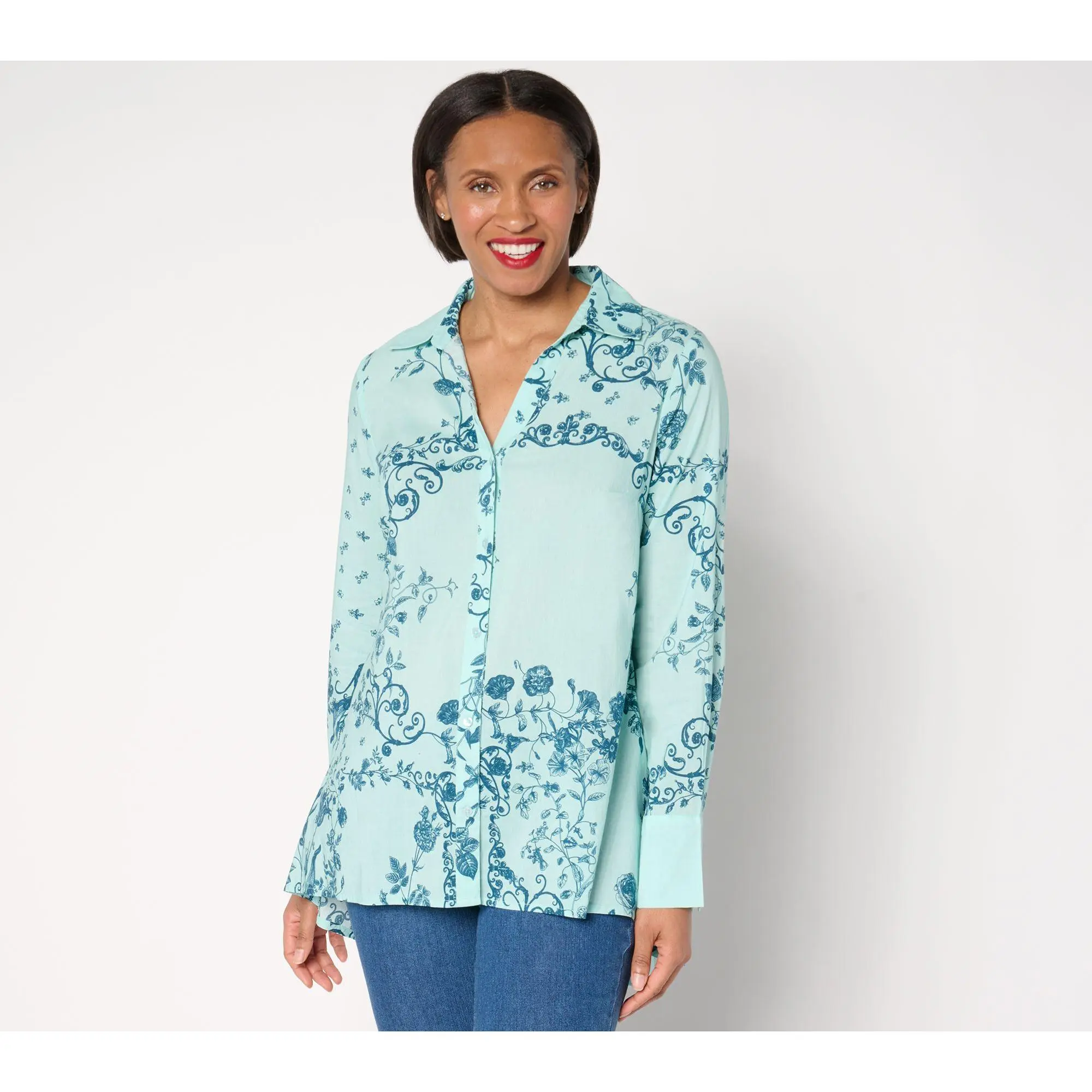 BEAUTIFUL by Lawrence Zarian Regular High-Low Printed Shirt