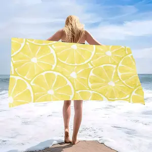 Fresh Lemon Slices Beach Towel, Soft Ultra-Absorbent Microfiber, Lightweight, Perfect for Beach Party Travel Camping, Various Sizes