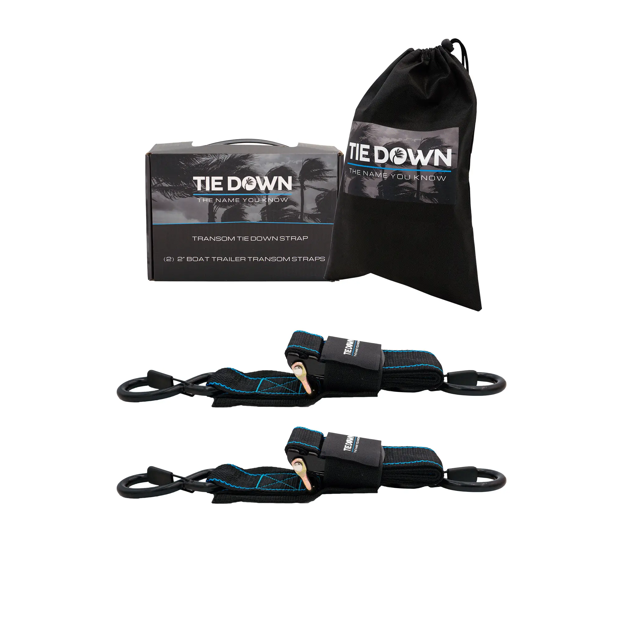 Tie Down 2 in. x 48 in. Black Boat Transom Strap, 2-Pack Kit - 1206 lbs. Breaking Load Limit