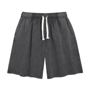 Mens Shorts Athletic Vintage Short Acid Washed Shorts Heavyweight Elastic Waist Streetwear  Men Shorts Casual with Elastic Waist Pockets