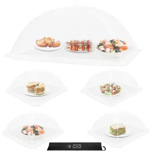 Covers, 1  (40"X23.7") & 4 (17"X17"), 5 Pack White Mesh Plate Serving Tents, Pop-Up Umbrella Screen Tents,   Net for Outdoor Picnics Parties BBQ, Collapsible