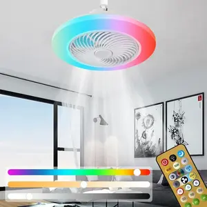 E27 Screw Ceiling Fan Light with Remote Control, RGB Color Changing Ceiling Fan Light, Quiet Ceiling Fan Light for Bedroom Living Room, Led Ceiling Lights, Decorative Ambiance Lighting, Adjustable Lighting, Dimmable, Lighting Modes Adjustable