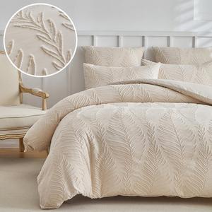 leaf pattern bedding set, including 1 duvet cover & 1/2 pillowcase without filler, soft comfy bedding set for home bedroom