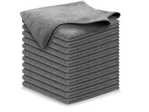 Microfiber Cleaning Cloth Grey High Performance 1200 Washes Ultra Absorbent Towel for Streak-Free Shine Car Home Office