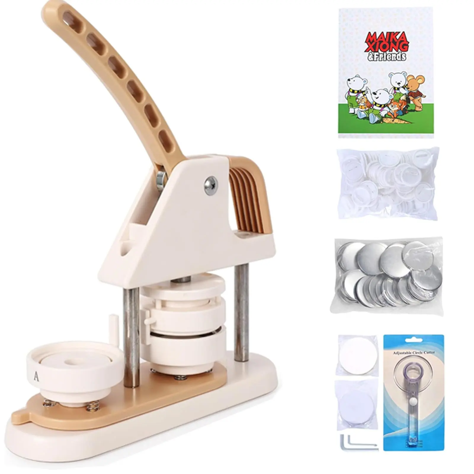 GARVEE Button Maker Machine 58mm 3rd Gen, 100pcs Button Parts, Installation Free 58mm(2.25in) DIY Pin Badge Button Maker Press Machine Badge Punch Press