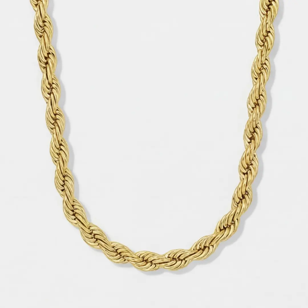 6mm Rope Chain - 14 Karat Gold Plated Fashion Costume Gold Jewelry Necklace, Statement Chain, Gold Statement Chain