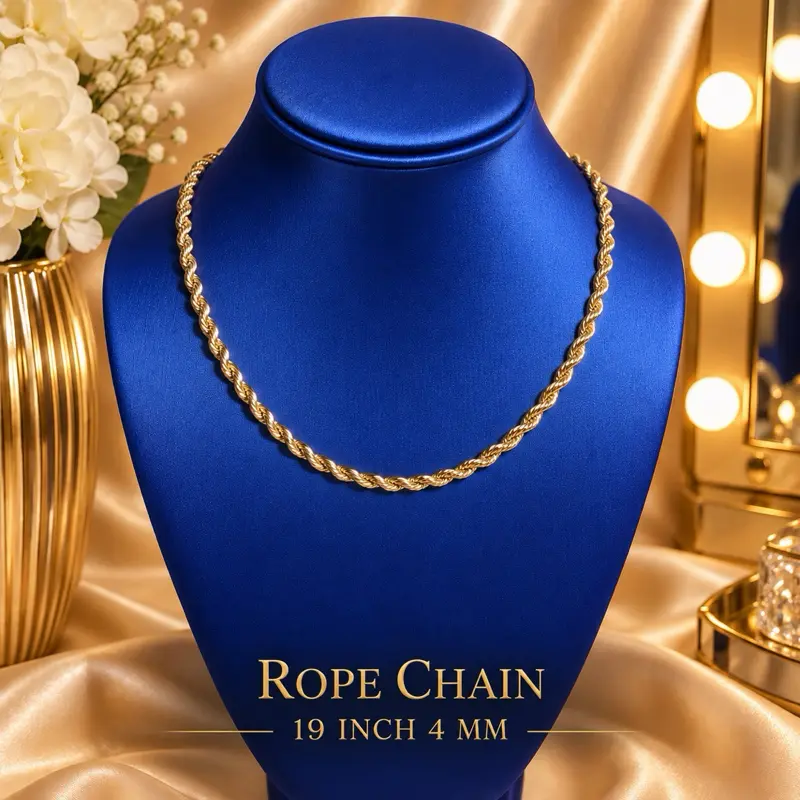 Classic Rope Chain Necklace, Unisex Costume Jewelry, 19-in, 3.5-mm, Twisted Links, Without Pendant