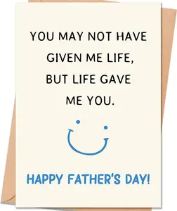 Step Dad Father's Day Card, Fathers Day Card Gifts for Bonus Dad