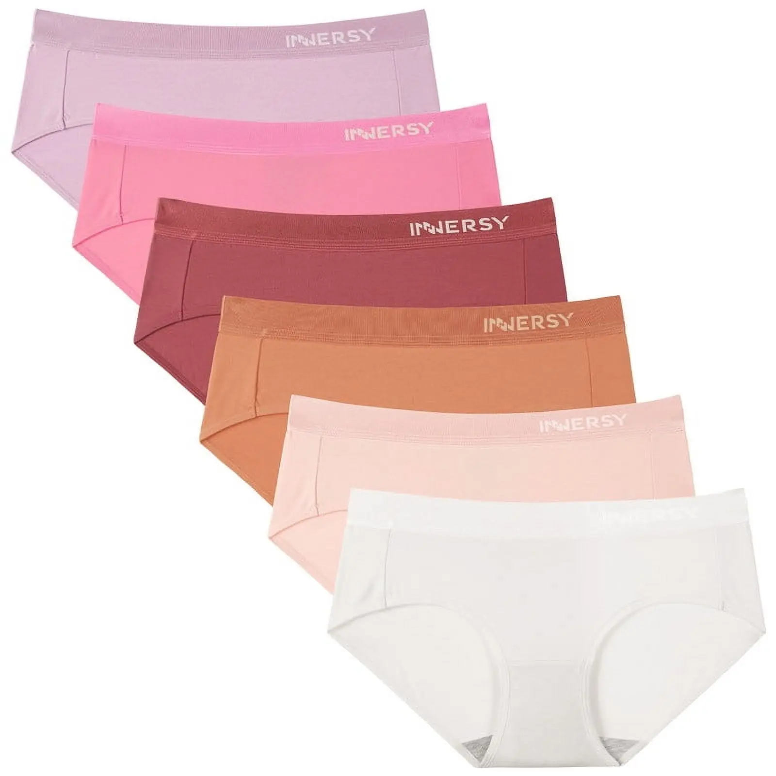 INNERSY Womens Underwear Cotton Panties Hipster Sport Underwear Wide Waistband 6-Pack