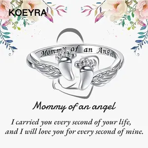 Adjustable Letter & Wing Design Cuff Ring, Fashionable Jewelry for Women, Elegant All-match Fashion Accessories for Daily Wear, Personalized Angel Ring, Engraved Ring