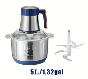 5-liter electric meat grinder, 500-watt powerful food processor/cutter, 5 speed settings, suitable for kneading dough, onions, meat, nuts, fruits, garlic, vegetables, etc.