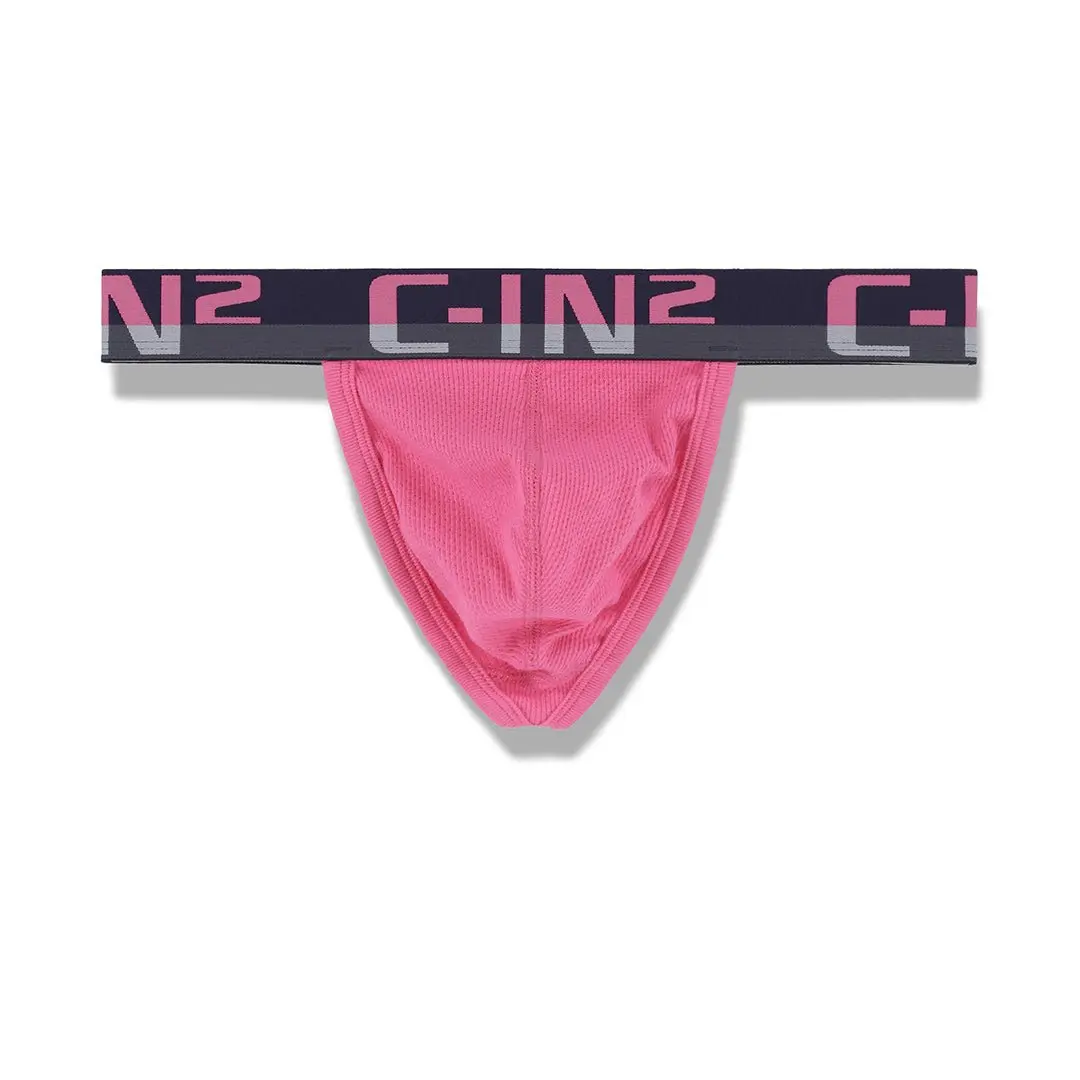 C-IN2 C-Theory Thong Plato Pink for Men | Textured Cotton-Spandex, Breathable Stretch | Sculpted Pouch for Lift & Support
