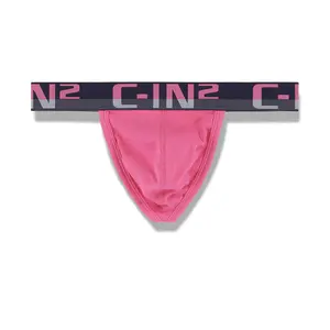 C-IN2 C-Theory Thong Plato Pink for Men | Textured Cotton-Spandex, Breathable Stretch | Sculpted Pouch for Lift & Support