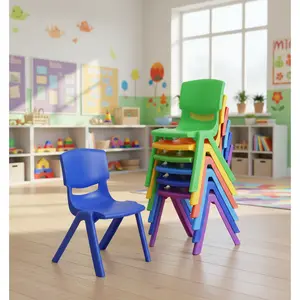 6/12Pcs Stackable School Chairs, Colorful Kids Plastic Chair for Toddlers with 11'' Seat, Kids Flexible Seating for Classroom Elementary, School, Daycare, Outdoor, Classroom Furniture (Dark Colors-6/12PCS)