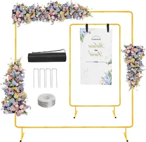6.6FTx6.6FT Wedding Balloon Arch Backdrop Stand, Gold Square Rectangular Background Arch Frame for Flower Arch, Birthday, Baby Shower Parties Decoration