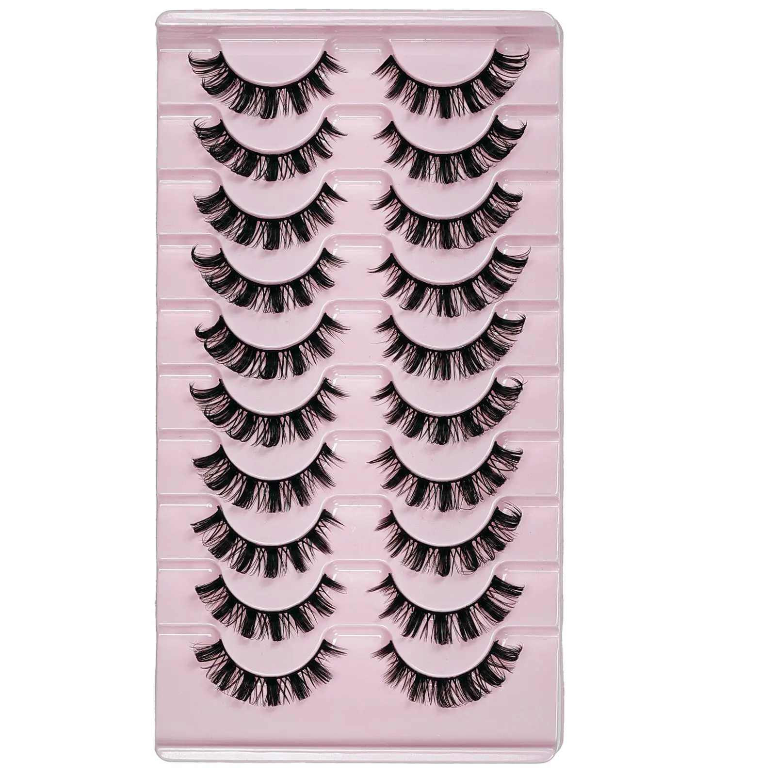 Fluffy False Eyelashes, Longer Looking Eyelashes, 10 Pairs Russian Strip Lashes, Natural Wispy Fake Lashes Pack, High Quality Eyelashes, Professional Eye Makeup Accessories for Women