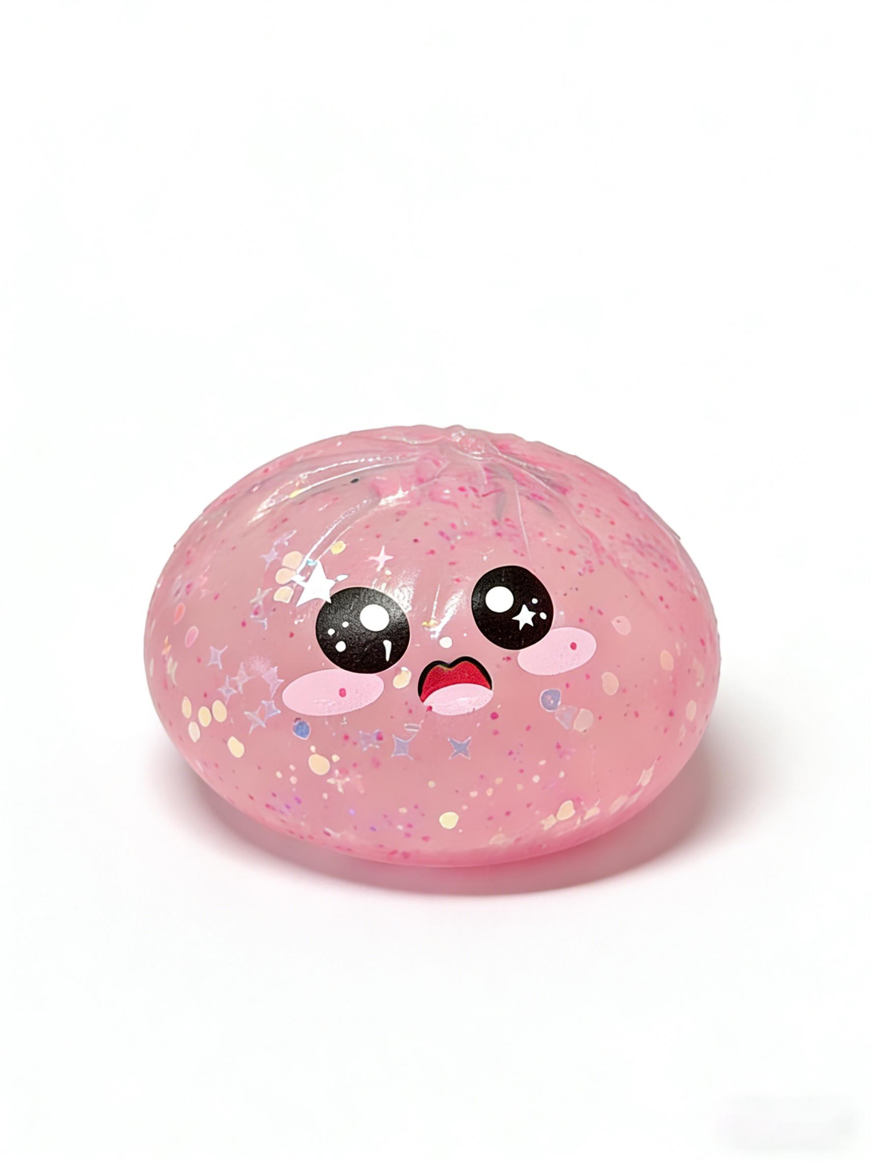 Pink Glitter Cute Steamed Bun Squishy Slow Rising Stress Relief Fidget Toy With Steamer Box