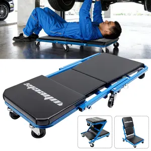 Wheelx 3-In-1 Heavy-Duty Foldable Mechanics Creeper Rolling Seat, 36 inch 340 Lbs Capacity Professional Mechanics Stool With Wheels For Car Maintenanc / Garage / Shop / Home Use