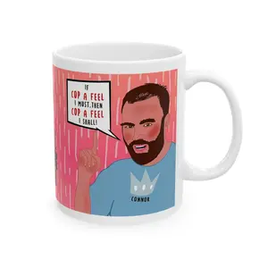 Mug WHITE ONLY Love On The Spectrum Connor Mug If cop a feel I must, then cop a feel I shall Meme Funny Drinkware Coffee Gift For Fan, Koozie