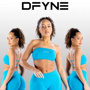 Dfyne Seamless Two-Piece Set |   Backless Bandeau Bra + High-Waisted Shorts, Perfect for Gym Workouts and Everyday Commutes