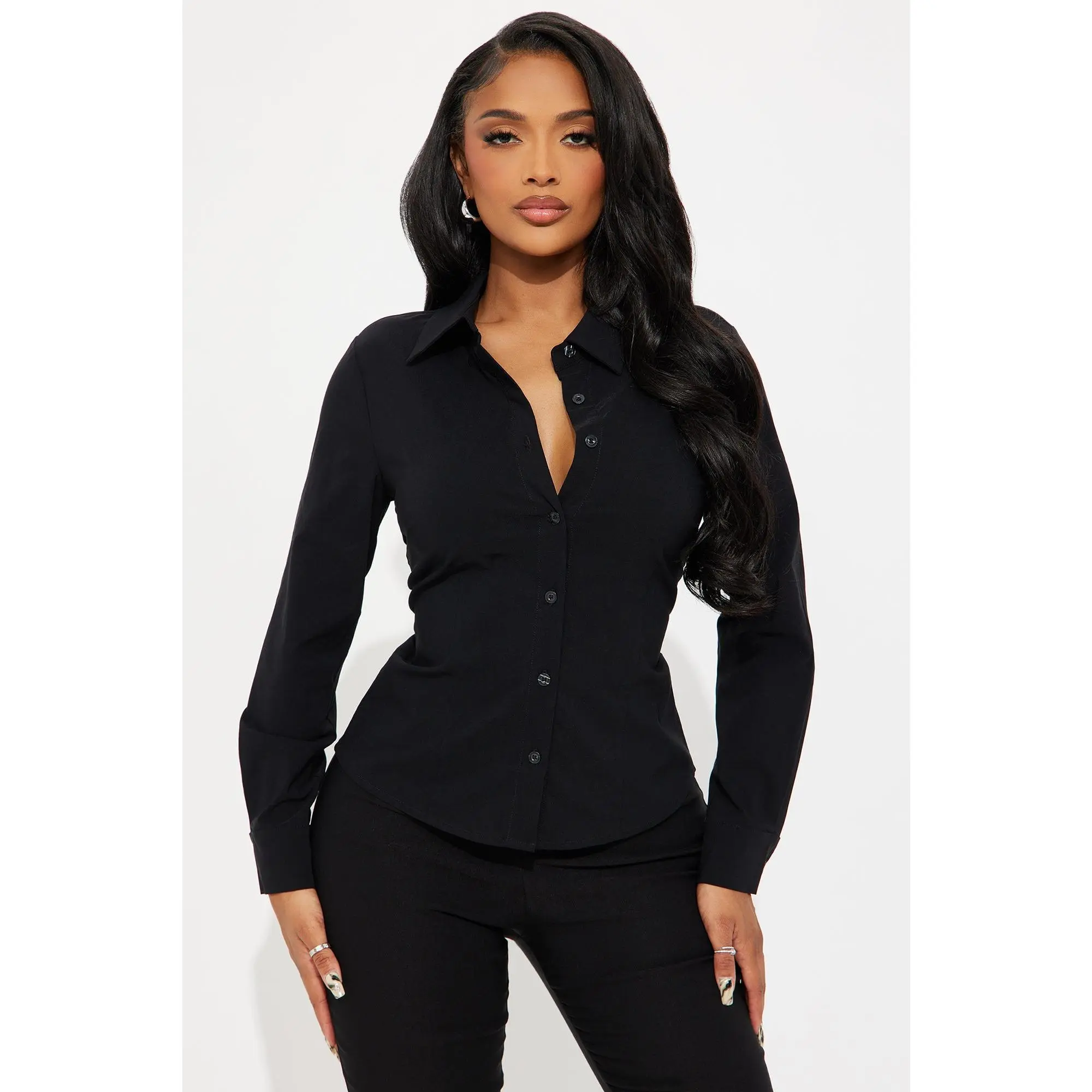 All Day Everyday Button Front Shirt - Black All Day Everyday Button Front Shirt - Black