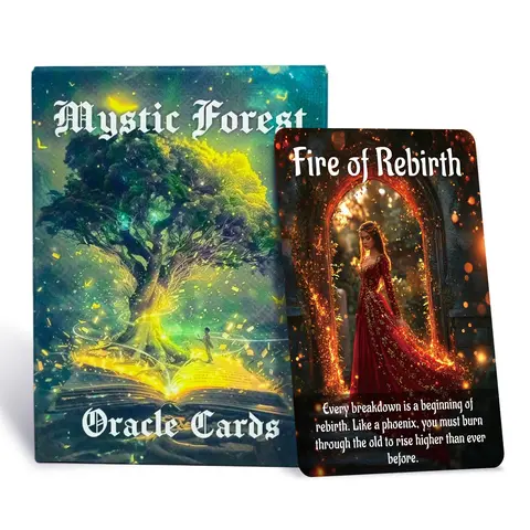 Mystical Forest Oracle Cards Set, Card Games, 50 Pcs English Message Cards, Deep Insight & Clarity, Ideal for Beginners, Parties, Gifts