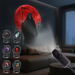 Halloween Projection Light Set with Skulls, Ghosts, Bats, Pumpkins, Reapers & Spiders Patterns, Perfect for Party Decorations