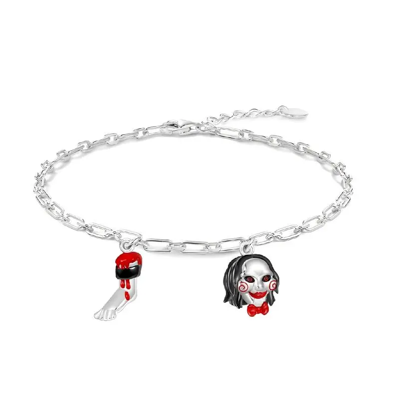 Gnoce Horror SAW Billy The Puppet Severed Leg Chain Bracelet - Halloween Costume Jewelry Accessory, Chain Jewelry Bracelets & Bangles