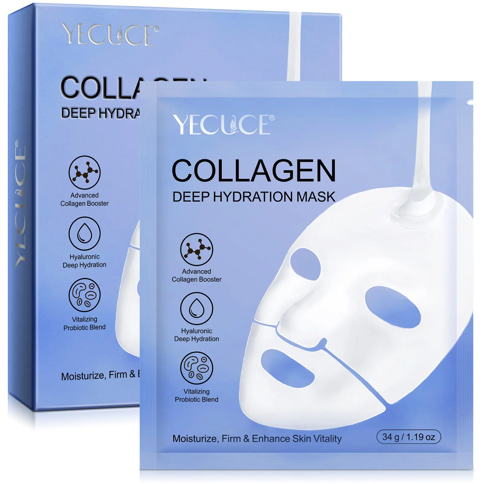 YECUCE COLLAGEN DEEP HYDRATION MASK 34g/1.19oz 6pcs Comfort